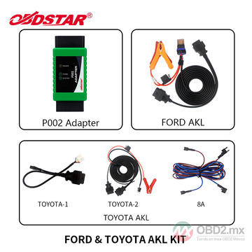 OBDSTAR P002 Adaptador Paquete Completo con Cable TOYOTA 8A + Cable para Todas las Llaves Perdidas de Ford Compatible con X300 DP Plus/ X300 PRO4/MS80