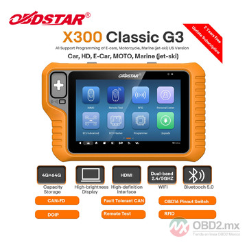 2024 OBDSTAR X300 Classic G3 Programador de Llaves con CAN FD Incorporado DoIP Soporte para Automóviles/HD/E-Car/Motocicletas/Jet Ski