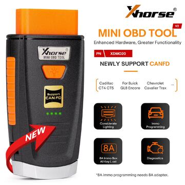 Xhorse Mini OBD Tool V2 XDMO20 ahora es compatible con el protocolo CANFD/Luz LED/Caja IMMO 8A para pérdida total de llaves