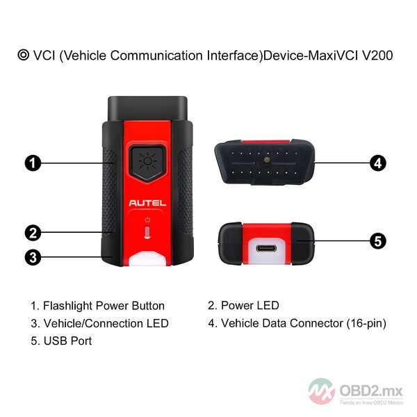 Autel MaxiVCI VCI 200 Bluetooth utilizado con tabletas de diagnóstico MS906 PRO ITS600K8