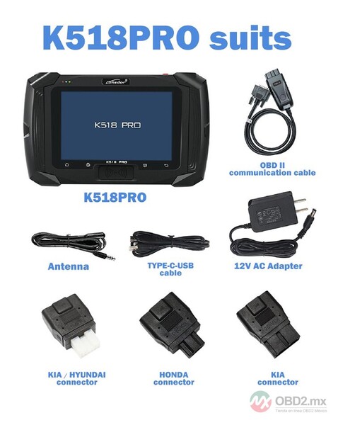 Lonsdor K518 Pro Universal Key Programmer 2023 con 2xLT20, Cable Toyota FP30, Cable Nissan 40 BCM, Adaptador JCD, JLR y ADP.