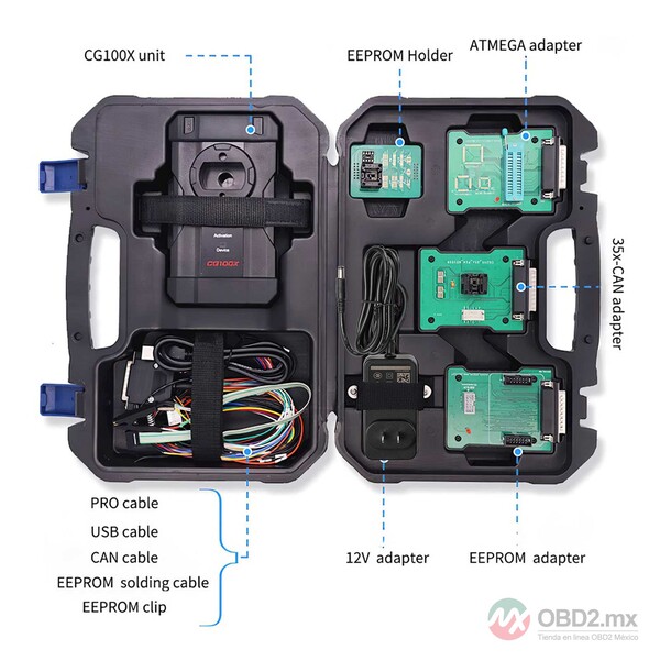 CG100X es un programador de nueva generación de CGDI que se utiliza para restablecer bolsas de aire, ajustar el kilometraje y leer chips, y es compati