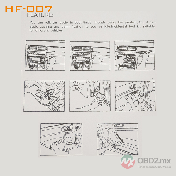 HF-007 Kit de Herramientas Multifunción para Desmontaje de Paneles Puertas y Audio de Automóviles