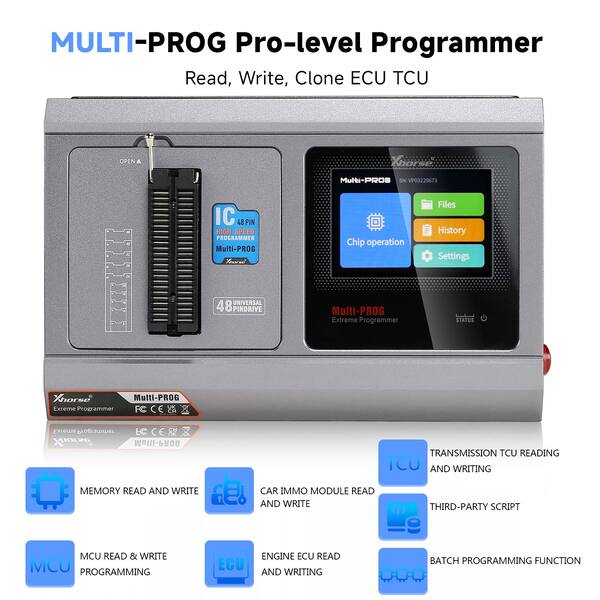 Xhorse XDMPG0GL VVDI Multi-Prog Programmer recientemente admite la lectura/escritura/clonación de ECU y TCU con la licencia MQB48 gratuita.