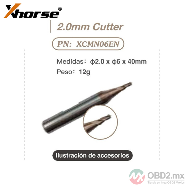 5PCS Xhorse XCMN06GL Fresa de 2.0mm para Condor Plus2 XC-MINI/XC-007/XC-002 Dolphin XP-005/XP-005L Máquina de Corte de Llaves