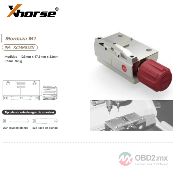 Xhorse XCMN01EN M1 Clamp for VVDI Condor MINI/Condor Dolphin/Condor XC-MINI Plus Key Cutting Machine está disponible para su uso.