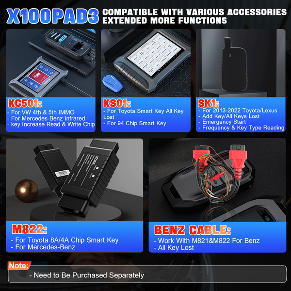 XTOOL X100 PAD3 Programación de Llaves con Adaptador EEPROM KC100 Codificación de ECU y PMI, Diagnóstico de Todos los Sistemas del Automóvil