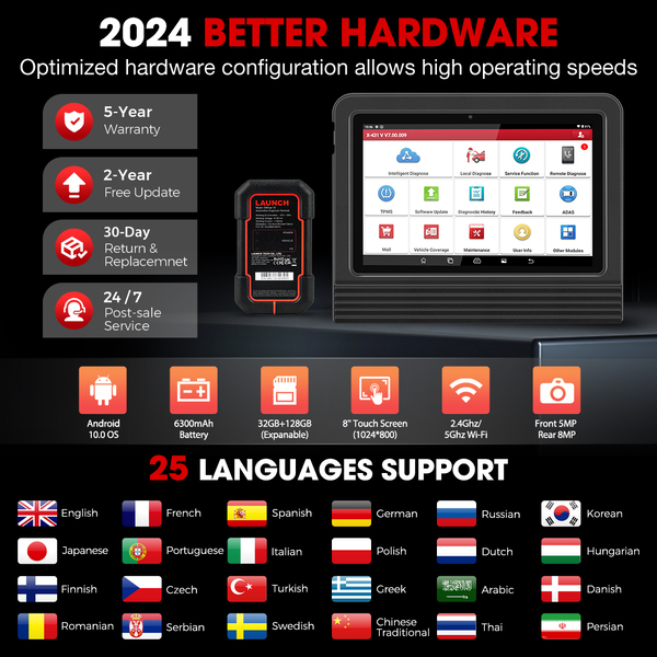 Launch X431 V V5.0 (X431 Pro V5.0) Herramienta de Diagnóstico con DBScar VII Compatible con CAN FD DoIP, Codificación ECU y 37 Funciones Especiales.