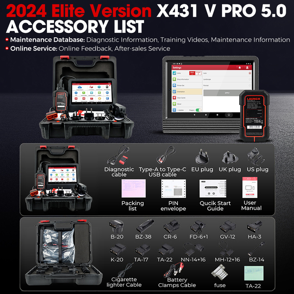 Launch X431 V V5.0 (X431 Pro V5.0) Herramienta de Diagnóstico con DBScar VII Compatible con CAN FD DoIP, Codificación ECU y 37 Funciones Especiales.