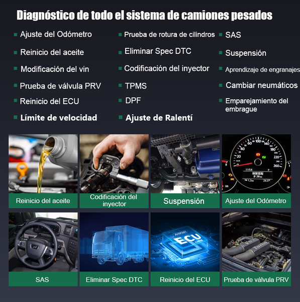 Humzor-herramienta de diagnóstico para camiones, escáner Obd2 M8, todos los sistemas, 17 + Función de reinicio, servicio pesado