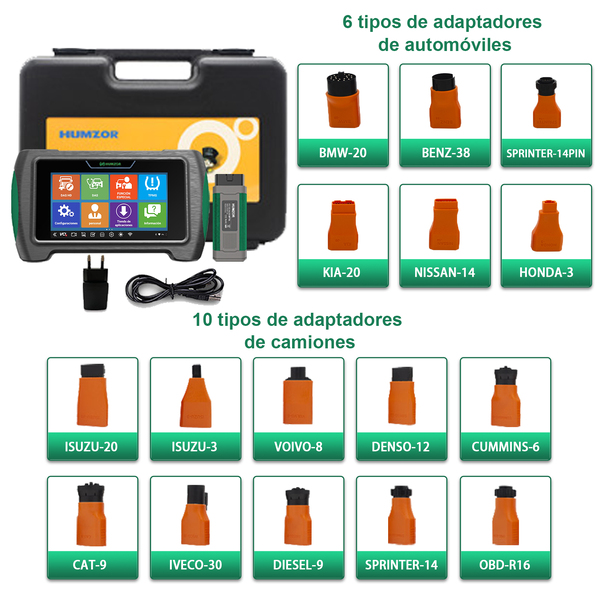 Humzor-escáner de diagnóstico Obd2 M9 para coche, herramienta de servicio pesado para reinicio de camiones, ABS/DPF/ECU, compatible con 34 servicio