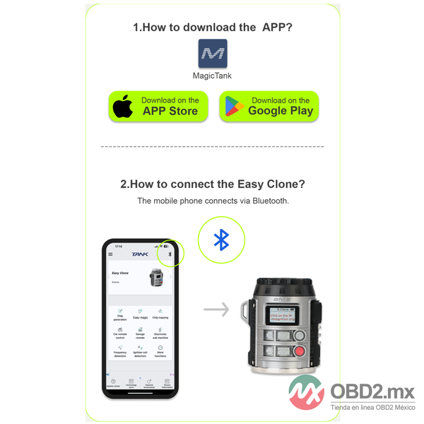 TANK MAGIC Easy Clone para clonarlee，rdetectar，decodificar y generar llaves，compatible con app Magic Tank para copiado y decodificacion online