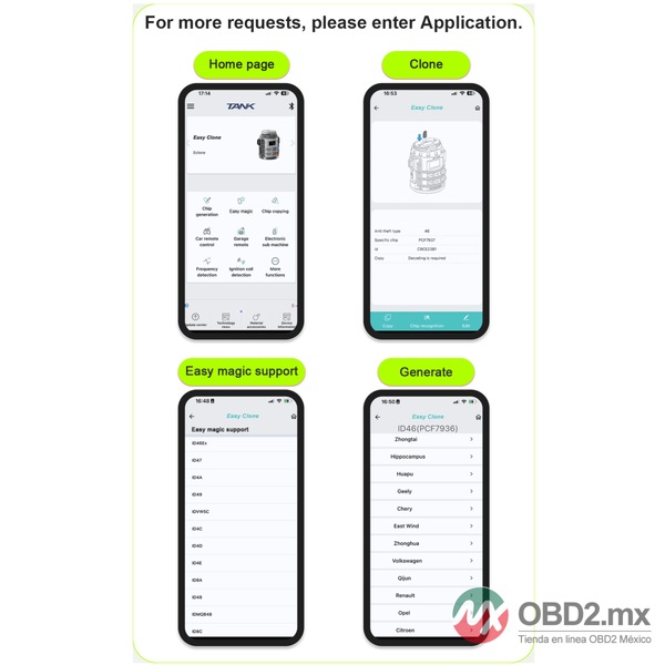 TANK MAGIC Easy Clone para clonarlee，rdetectar，decodificar y generar llaves，compatible con app Magic Tank para copiado y decodificacion online