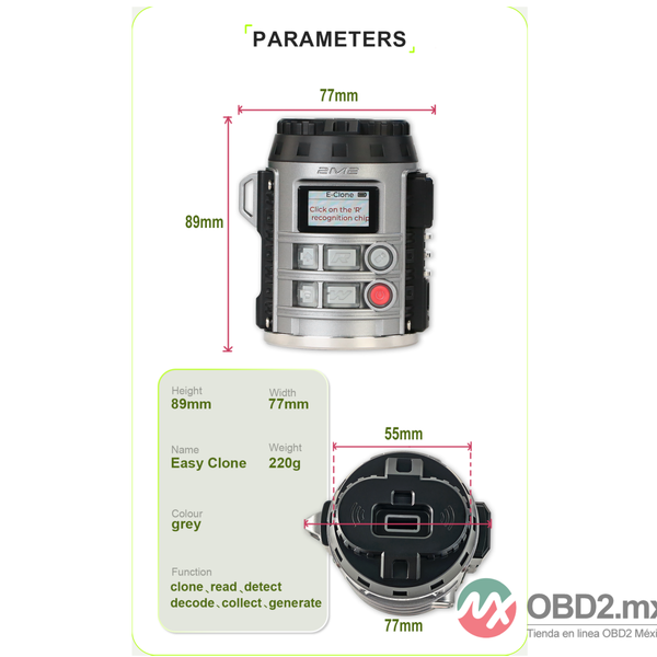 TANK MAGIC Easy Clone para clonarlee，rdetectar，decodificar y generar llaves，compatible con app Magic Tank para copiado y decodificacion online