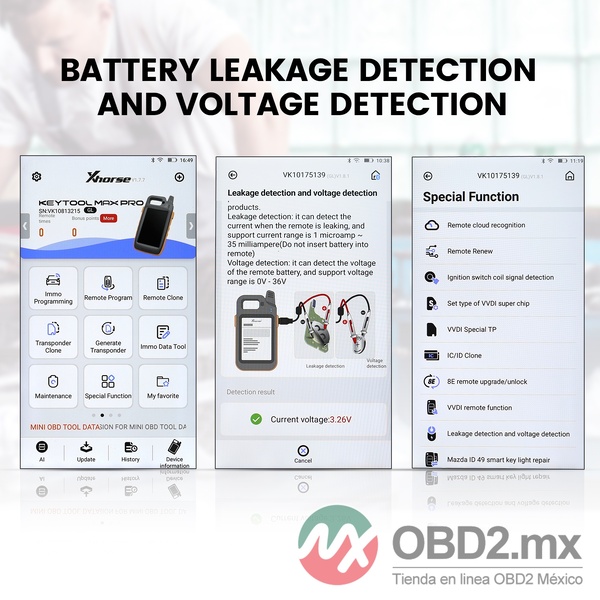 Xhorse XDKMP0EN VVDI Key Tool Max Pro con función MINI OBD Tool, Agrega CAN FD, Voltaje y Corriente de Fuga.