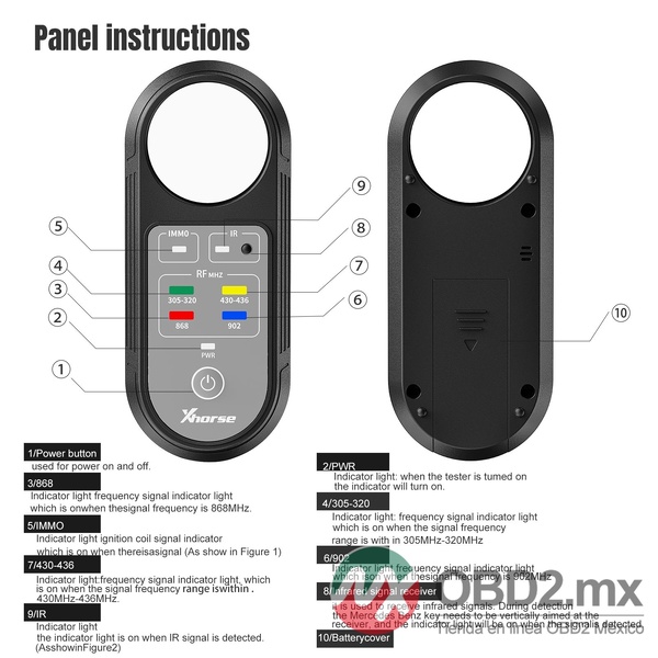 Xhorse XDRT20 V2 Probador de Frecuencia para Detección de Señales Infrarrojas de 315 MHz, 433 MHz, 868 MHz, 902 MHz